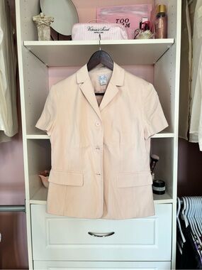 LOFT Short Sleeve Blazer Jacket in Light Peach